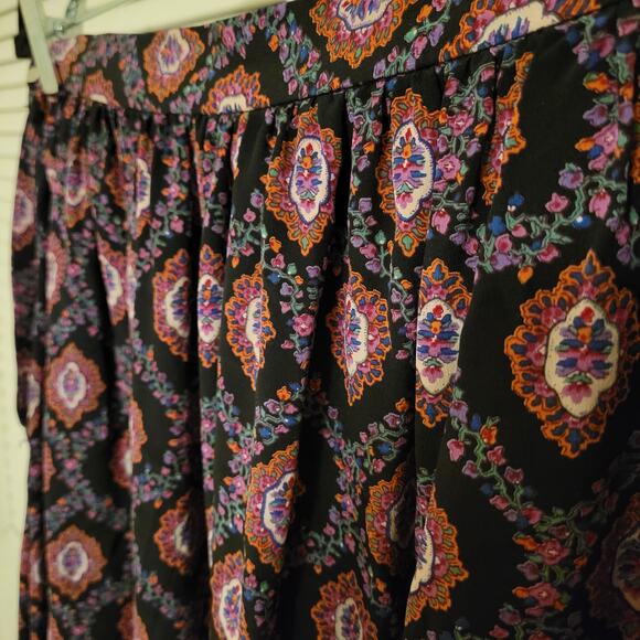 Joseph Picone Geometric Floral Print Flowy Silk Midi Skirt Multicolor Womens 14 - Picture 4 of 9